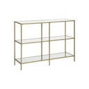 VASAGLE Table Console, Table de canapé avec 3 étagères, étagère en Verre trempé, 100 x 30 x 73 cm, Structure en métal, Moderne, pour Couloir Salon Chambre, Couleur Or LGT27G
