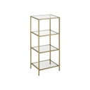 VASAGLE Étagère de Rangement de Salle de Bain, Étagère de Rangement en Verre Trempé, Unité de Rangement à 4 Niveaux, Robuste, Facile à Assembler, pour Salon, Chambre, Bureau, Doré LGT28G