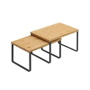 SONGMICS Lot de 2 étagères à épices, organiseur d'étagère de placard, organisateur d'étagère de cuisine extensible, support à épices empilable, métal et bambou, noir et naturel KCS02NB