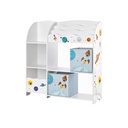SONGMICS Organiseur de jouets et livres pour enfants, unité de rangement multifonction avec 2 boîtes de rangement, haute capacité, thème universel, pour salle de jeux, chambre, salon, blanc GKR42WT