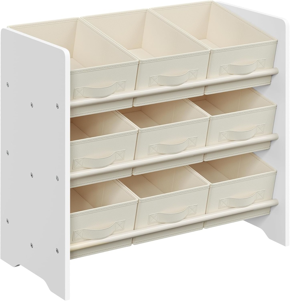 [GKR033W10] SONGMICS Organisateur de Jouets, Étagère à Jouets pour Enfants avec 9 Boîtes en Tissu Non Tissé, pour Chambre d'Enfant et Salle de Jeux, Spacieux, 29,5 x 62,5 x 60 cm, Blanc Nuage GKR033W10
