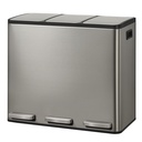 SONGMICS Poubelle de cuisine 3 x 4,8 gallons (3 x 18 L), poubelle de recyclage à 2 compartiments avec 15 sacs poubelles, seaux intérieurs amovibles, couvercle, poignées, fermeture douce, acier inoxydable, argent LTB254EZ01