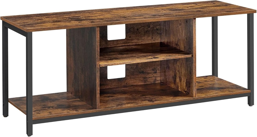 VASAGLE Meuble TV pour TV jusqu'à 60 pouces, meuble TV avec étagères ouvertes, console TV pour salon, salle de divertissement, marron rustique et noir LTV060B01