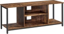 VASAGLE Meuble TV pour TV jusqu'à 60 pouces, meuble TV avec étagères ouvertes, console TV pour salon, salle de divertissement, marron rustique et noir LTV060B01
