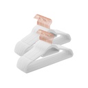 SONGMICS Cintres en Velours, Lot de 50 Cintres pour Vêtements, Antidérapants, avec Barre à Attaches et Crochet Or Rose, Peu Encombrants, Épaisseur 0,6 cm, Longueur 43,5 cm, pour Robes Pantalons, Blanc CRF021W02