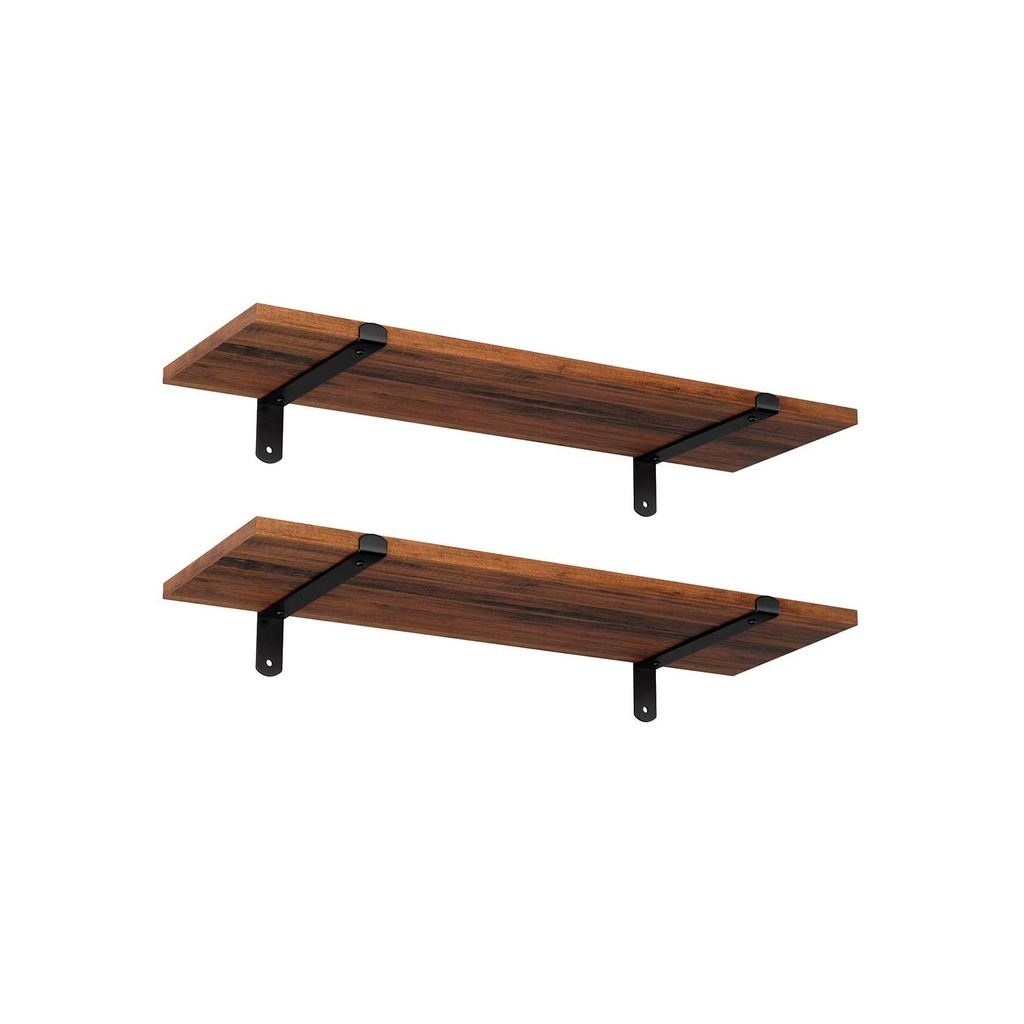 SONGMICS Etagères Murales Lot de 2, 60 x 20 x 7 cm, Etagères Flottantes, Etagères Décoratives, Style Rétro, pour Chambre Salon Cuisine Couloir, Capacité Max 15 kg chacune, MDF Marron et Noir LWS04NB