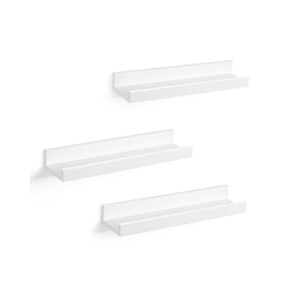 SONGMICS Étagère Murale, 3 Ensembles d'Étagères Flottantes, Rebord pour Cadres Photo et Livres, 38 x 10 cm, MDF Blanc LWS38WT