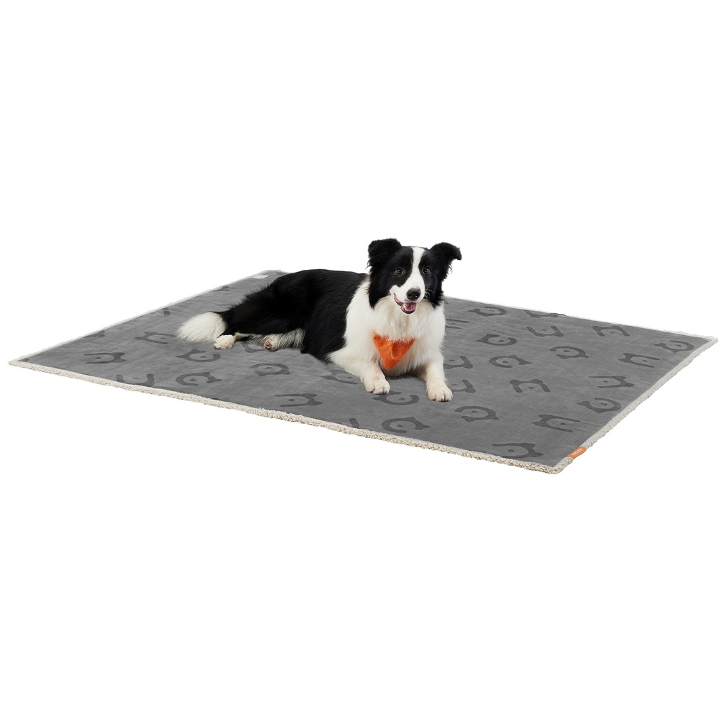 [PPB060G01] FEANDREA Couverture imperméable pour chien en polaire Sherpa pour chiens de taille moyenne et petite, chats, 152,4 x 127 cm, housse de protection réversible pour canapé, lavable en machine, gris