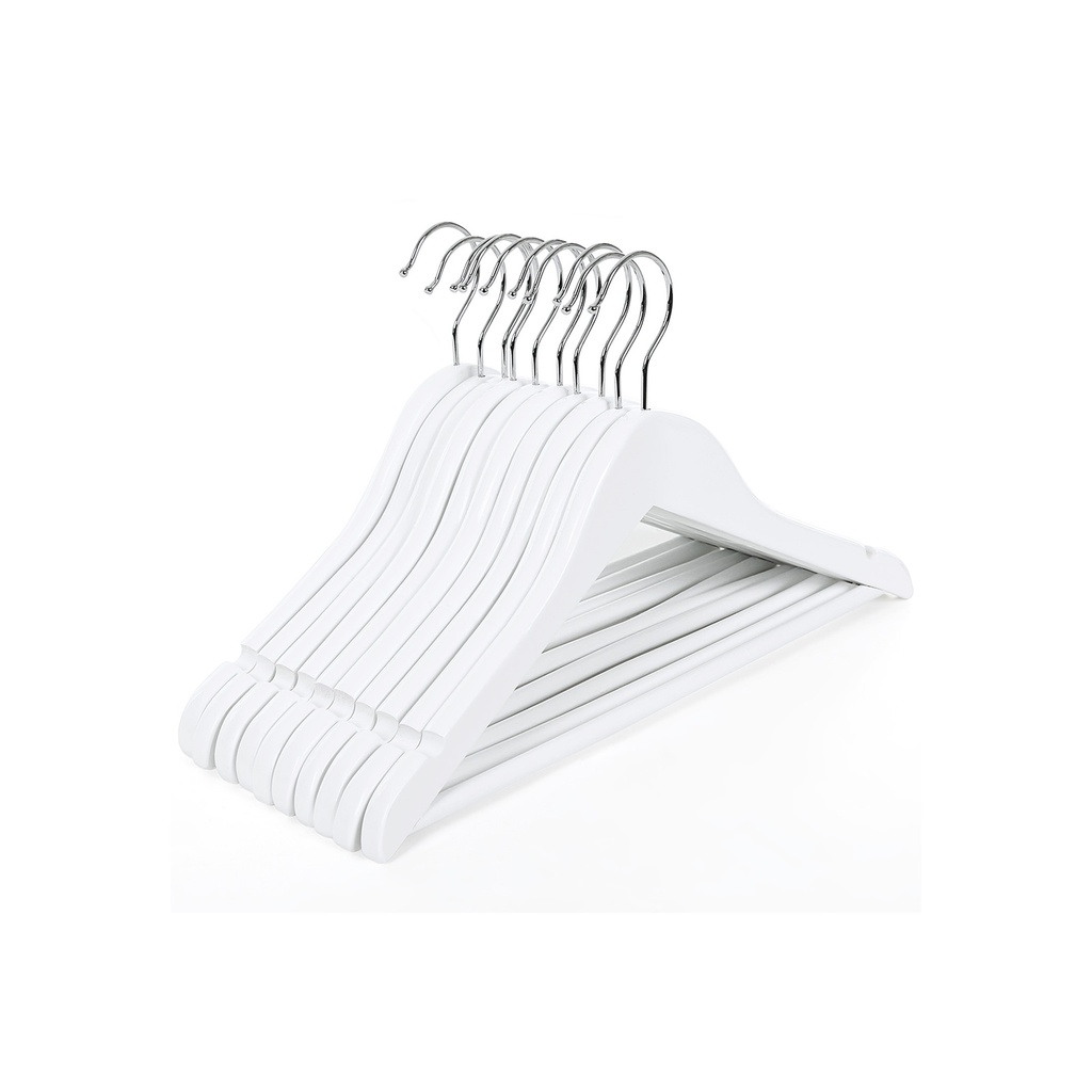 SONGMICS Cintres Enfant Bois Massif, Lot de 20, avec Pont et Encoches, Crochet Rotatif à 360° Blanc 35 cm CRW06W-20