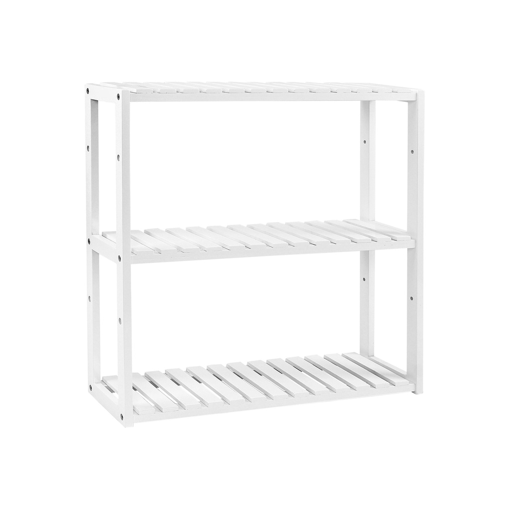 SONGMICS BCB13W Etagère en Bambou, réglable en Hauteur, étagère à 3 Niveaux, 60 x 15 x 54 cm, pour Salle de Bain, Mur, Cuisine, Livres, Blanc