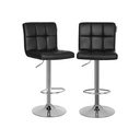 SONGMICS Lot de 2 Tabourets de Bar ou de Cuisine en Simili Cuir, Réglables et Pivotants à 360°, avec Dossier et Repose-Pieds, Structure en Acier Chromé, Noir LJB64B