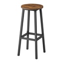 VASAGLE Lot de 2 Tabourets de Bar avec Structure en Métal et Repose-Pieds, Facile à Assembler Hauteur 74 cm Cuisine Salon Salle à Manger Rustique Marron Noir LBC132K01