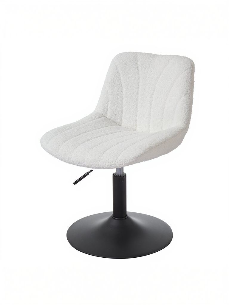 VASAGLE LJB160WD01 Tabouret de maquillage avec dossier, réglable en hauteur, pivotant à 360° pour chambre à coucher, salle à manger, housse Sherpa, blanc crème