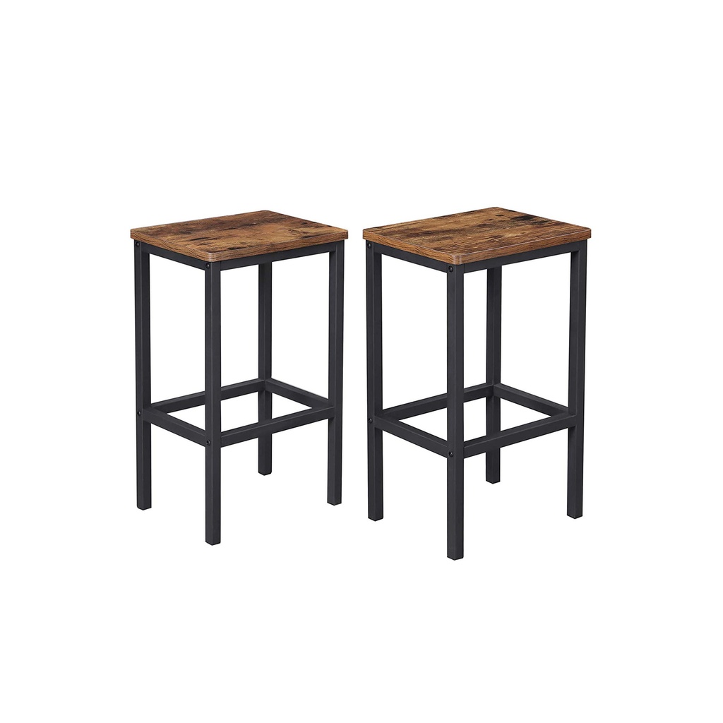 VASAGLE Tabourets de Bar, Ensemble de 2 Chaises de Bar, Tabourets de Bar de Cuisine avec Repose-Pieds, Industriel dans Le Salon, Salle de Fête, Marron Rustique LBC,65X40 x 30 x 65 cm