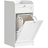 [BBC741W01] VASAGLE Meuble de Salle de Bain avec Panier à Linge, Meuble de Rangement de Salle de Bain avec 1 Tiroir et 1 Panier à Linge, Panier à Linge Amovible avec Poignées, 40 x 40 x 80,2 cm, Blanc Nuage BBC741W01