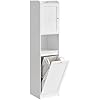 [BBC761W01] VASAGLE Meuble de Salle de Bain Haut avec Panier à Linge, Meuble de Rangement, Panier à Linge Amovible avec Poignées, Compartiment avec Porte, Tour de Salle de Bain, 40 x 40 x 170 cm, Blanc Nuage BBC761W01