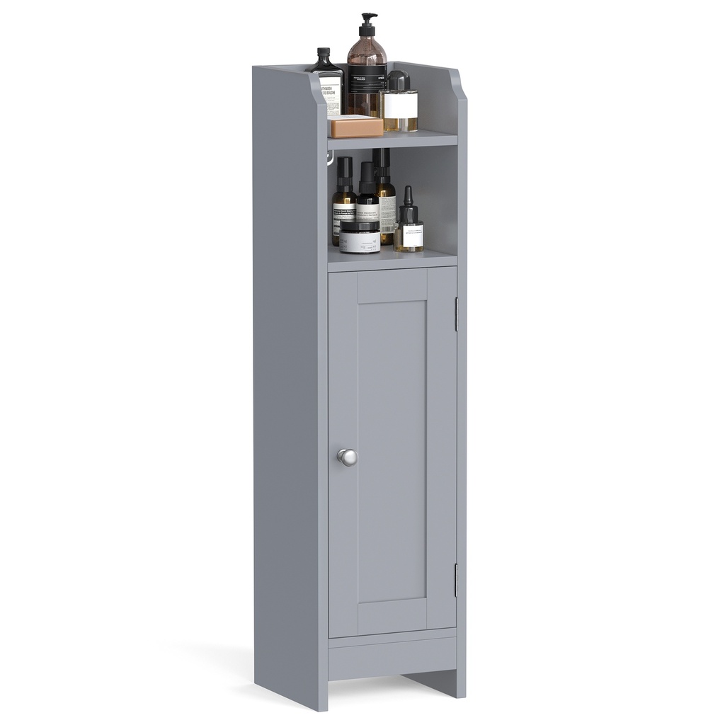 [BBC310P36] VASAGLE Meuble de rangement fin pour salle de bain avec porte et étagères, meuble de rangement autoportant pour salle de bain, meuble de rangement étroit pour papier toilette, étagères réglables, gris tourterelle BBC310P36
