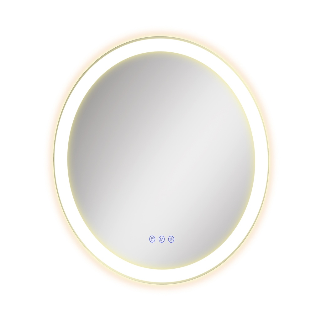 [LWM211WC02] SONGMICS Miroir de salle de bain avec éclairage, miroir rond, miroir mural, miroir de salle de bain avec fonction anti-buée, température de couleur et luminosité réglables, pour salle de bain et chambre, 61 cm, blanc nuage, LWM211WC02