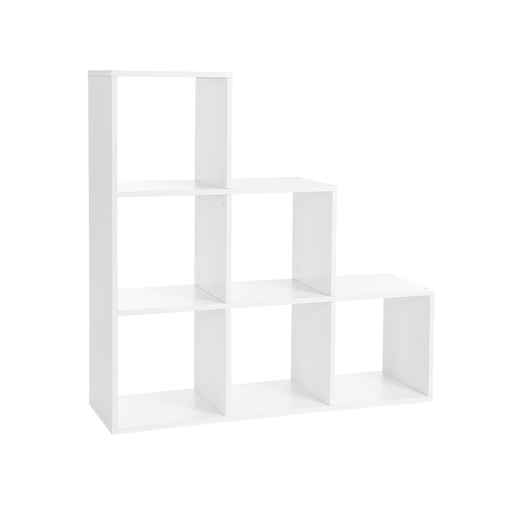 VASAGLE Étagère d'escalier Bibliothèque Marchepied avec 6 Cubes Échelle Séparateur de Pièce Cube Étagère Autoportante Bureau Salon Chambre Blanc LBC63WT