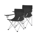 SONGMICS Lot de 2 chaises de camping pliantes, chaises d'extérieur avec accoudoirs et porte-gobelet, structure stable, charge max. Capacité 120 kg