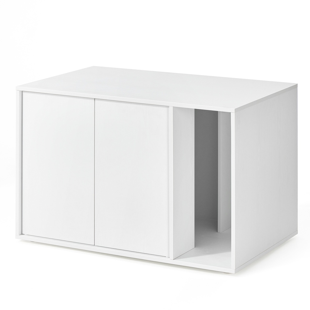 [PCL013W01] SONGMICS HOME Montage ultra rapide sans outil, bac à litière pour chat, maison pour chats de grande taille, portes à ouverture poussée, table d'appoint, table basse, minimaliste moderne, blanc neige PCL013W01