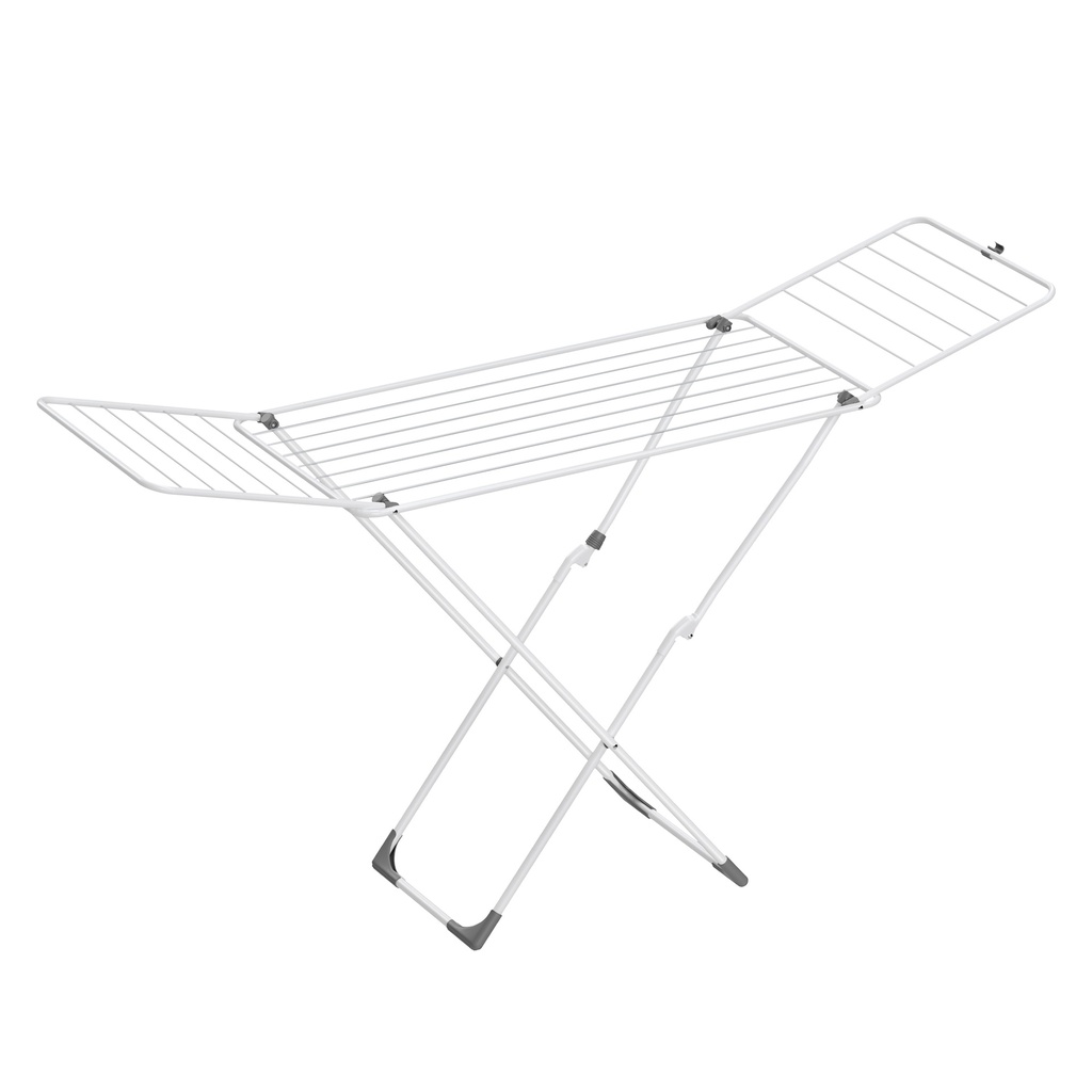 [LLR540W01] SONGMICS Étendoir à linge, étendoir à linge en métal, pliable, peu encombrant, sur pied, avec ailes de mouette, utilisation intérieure et extérieure, linge de lit, blanc ULLR540W01