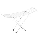 SONGMICS Étendoir à linge, étendoir à linge en métal, pliable, peu encombrant, sur pied, avec ailes de mouette, utilisation intérieure et extérieure, linge de lit, blanc ULLR540W01