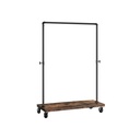 VASAGLE Tringle à vêtements pour chambre à coucher, portant à vêtements robuste, portant à vêtements industriel avec étagère, rail supérieur max. Charge 90 kg, buanderie, magasin de détail, marron rustique et noir HSR65BXV1