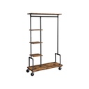 VASAGLE Portant à vêtements, portant à vêtements sur roulettes, portant à 5 niveaux avec tuyaux en métal, pour chambre à coucher, magasin, buanderie, salon, marron rustique et noir HSR66BXV1
