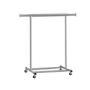 SONGMICS Portant à vêtements sur roulettes, tringle à vêtements robuste, avec tringle de suspension extensible, capacité de charge de 90 kg, montage facile, portable, argent HSR13S