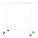 SONGMICS Portant à vêtements sur roulettes, tringle à vêtements robuste, avec tringle de suspension extensible, capacité de charge de 136 kg, tringle à vêtements pour suspendre les vêtements, entièrement en métal, chromé, blanc mat HSR011W01