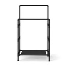 SONGMICS Tringle à vêtements, portant à vêtements, tringle à linge, support en métal avec 2 tringles de suspension et étagère de rangement, charge max. Charge 55 kg, Montage facile, Noir RDR001B02