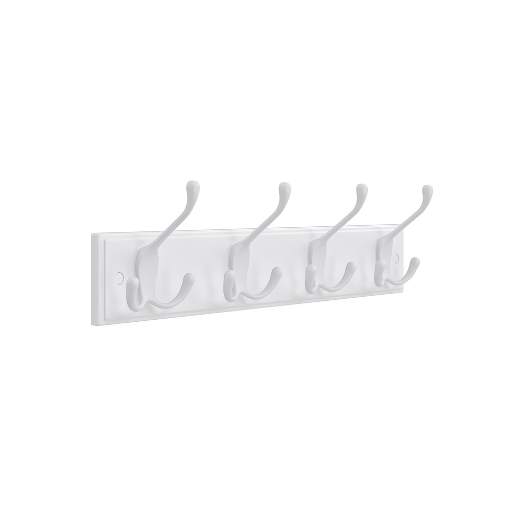 SONGMICS Porte-manteau mural, porte-manteau avec 4 triples crochets, pour vêtements, clés, chapeaux, sacs à main, dans l'entrée, la salle de bain, le placard, blanc LHR30WT