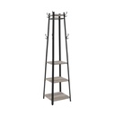 VASAGLE Coat Rack, Coat Stand with 3 Shelves, Ladder Shelf with Hooks for Scarves, Bags and Umbrellas, Steel Frame, Industrial Style, Greige and Black LCR080B02