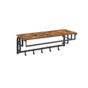VASAGLE Porte-Manteau Mural, Tringle à Vêtements avec 5 Patères Amovibles, Étagère Flottante avec Tringle de Suspension, pour Couloir, Chambre, Salon, Marron Rustique et Noir LCR102B01