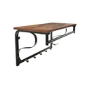 VASAGLE Porte-manteau industriel à fixation murale, étagère à crochets avec 5 crochets et rail de suspension, pour entrée, couloir, salle de bain, salon, marron rustique, noir LCR11BX