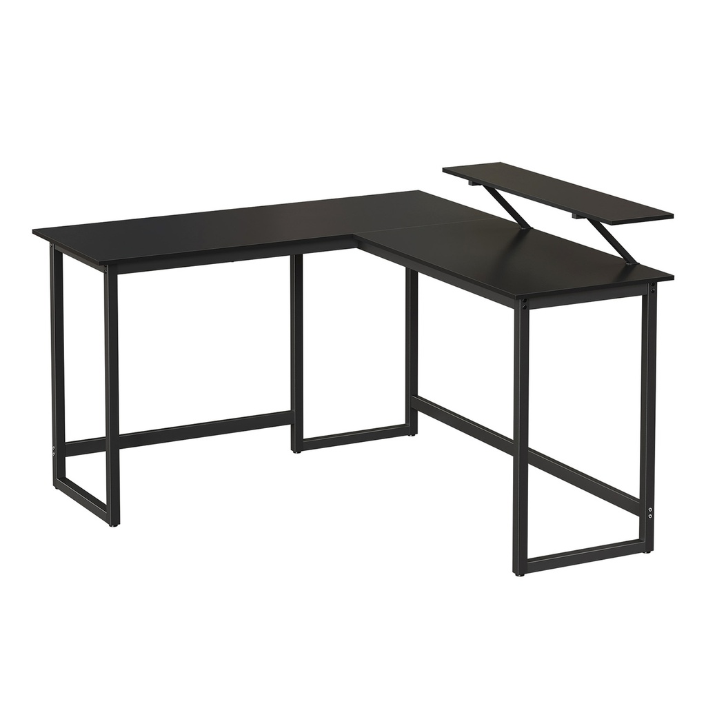VASAGLE Bureau d'ordinateur, poste de travail d'écriture en forme de L, bureau d'angle industriel avec support pour écran, pour bureau à domicile, écriture et jeux, gain de place, assemblage facile, noir LWD56BK