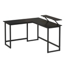 VASAGLE Bureau d'ordinateur, poste de travail d'écriture en forme de L, bureau d'angle industriel avec support pour écran, pour bureau à domicile, écriture et jeux, gain de place, assemblage facile, noir LWD56BK
