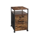 VASAGLE Classeur avec 2 tiroirs, classeur de bureau roulant avec roulettes, compartiment ouvert, structure en acier, style industriel, marron rustique et noir OFC71X