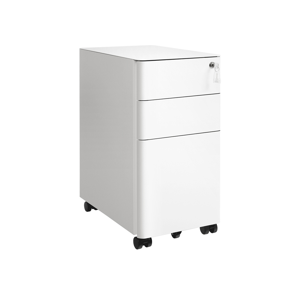 [OFC030W01] SONGMICS Classeur mobile, armoire de bureau avec roulettes et serrure, pour documents A4, Légal, format lettre, dossiers suspendus, Blanc OFC030W01