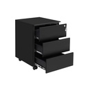 SONGMICS Classeur mobile, verrouillable, avec 3 tiroirs, pour documents, papeterie, pré-assemblé, pour bureau, bureau à domicile, 39 x 45 x 55 cm (L x l x H), noir mat OFC63BK