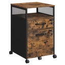 VASAGLE Filing Cabinet Office File Cabinet with 2 Lockable Drawers, Wheels, Open Shelf for Hanging Files, Steel Frame, Industrial Style, Rustic Brown and Black OFC077B01