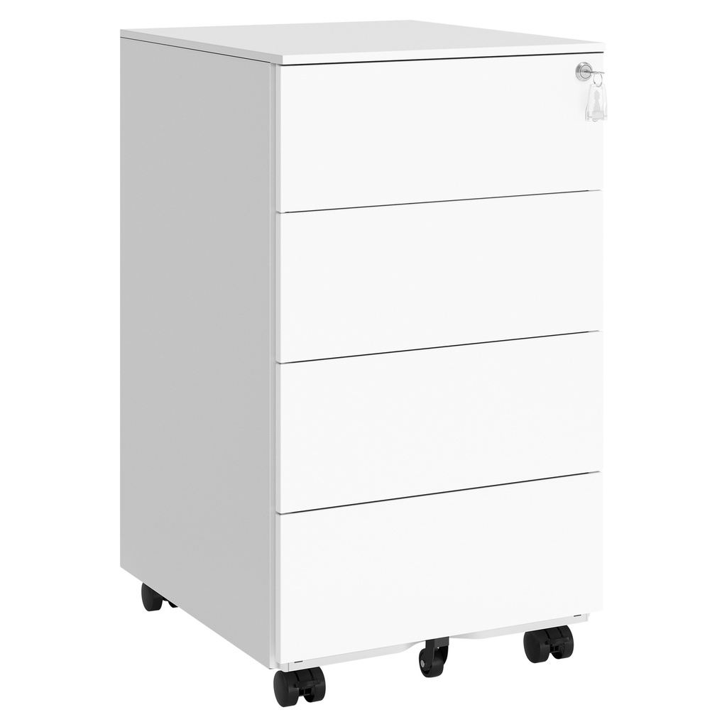 [OFC064W14] VASAGLE Caisson mobile verrouillable, 4 tiroirs, blanc nuage OFC064W14