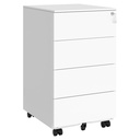 VASAGLE Caisson mobile verrouillable, 4 tiroirs, blanc nuage OFC064W14