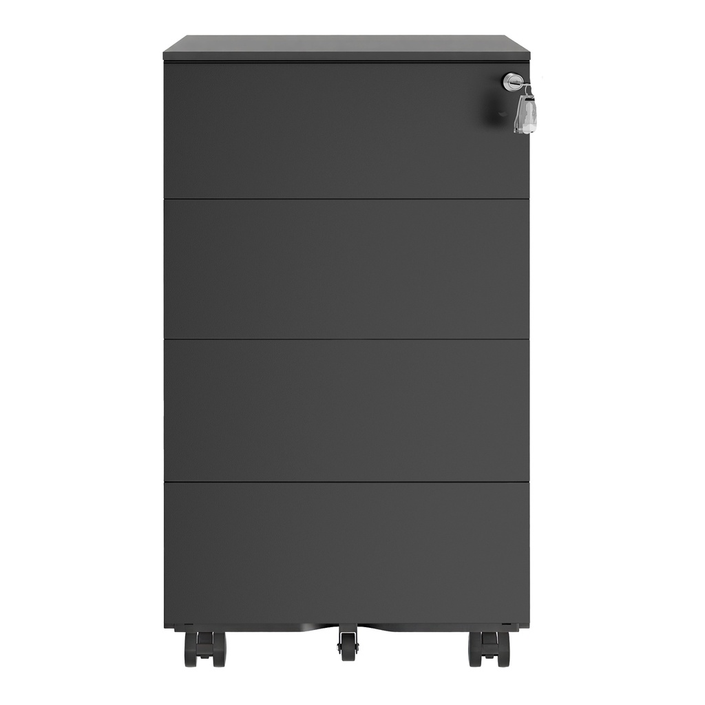 [OFC064B16] SONGMICS Classeur mobile, verrouillable, avec 4 tiroirs, pour documents, papeterie, pré-assemblé, pour bureau, bureau à domicile, 39 x 45 x 69,3 cm, noir encre OFC064B16