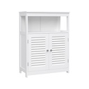 VASAGLE Wooden Bathroom Floor Cabinet Storage Organiser Rack, Kitchen Cupboard Free Standing, with Double Shutter Doors, White BBC40WT