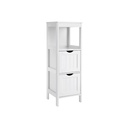 VASAGLE BBC42WT Corner Bedside Table Medicine Cabinet Storage for Bathroom Wooden 1 Open Compartment 2 Drawers Feet Country House Style White, MDF panels, 30 x 89 x 30 cm