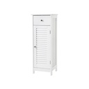 VASAGLE Meuble de salle de bain avec tiroir et porte à persiennes, style scandinave, blanc, 32 x 30 x 87 cm