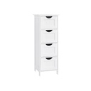VASAGLE LHC40W, Meuble de Salle de Bain avec 4 Tiroirs, Commode, 30 x 30 x 82 cm, pour salon, cuisine et couloir, gain de place, Blanc