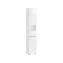 VASAGLE Armoire de salle de bain haute, meuble de rangement étroit avec tiroir, blanc BBC560P31